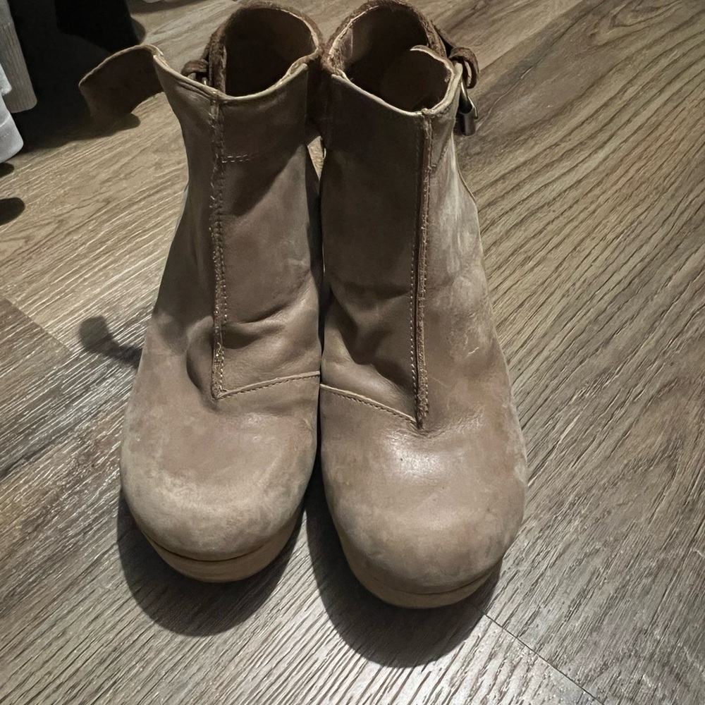 Free People Taupe Suede Ankle Mules